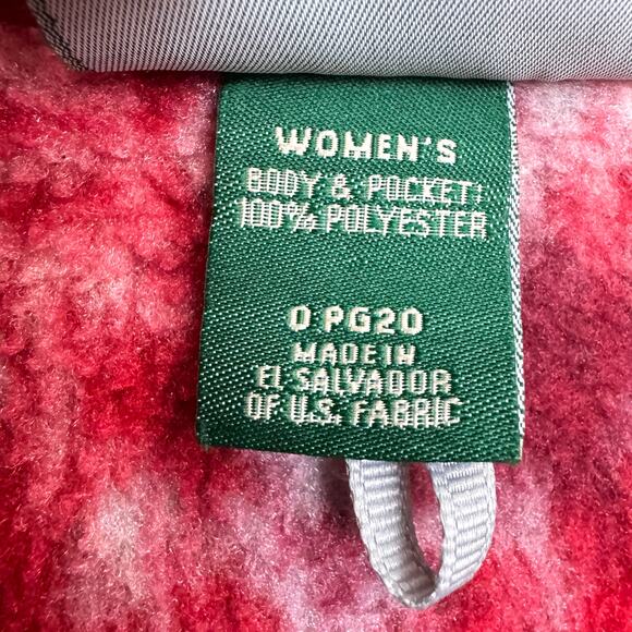 L.L Bean Women Vintage Polortec Fleece Jacket Sz S Pullover Snowflake Winter Red - Picture 5 of 7